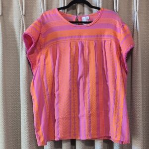 NWT Women's Size 3X Grace & Karma Pink and Orange Short Sleeve Blouse